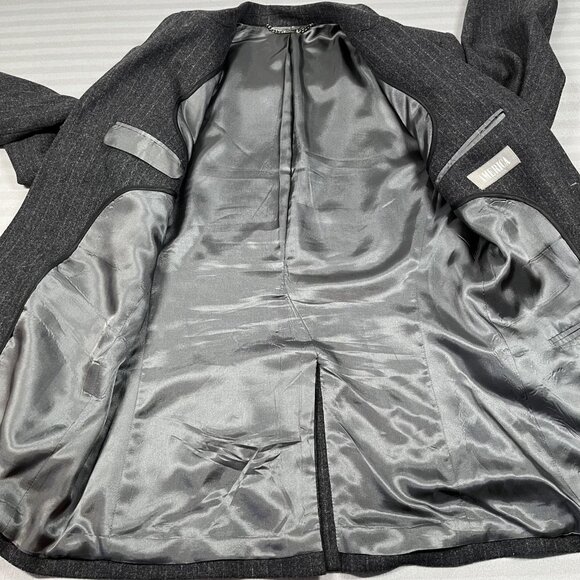 America Blazer Mens S Gray Pinstripe Wool Blend 3 Button Zip Insert Sport Coat - Picture 7 of 11